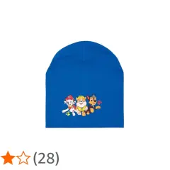 Blaue Mütze mit Paw Patrol Motiv: Marshall, Rubble und Chase.